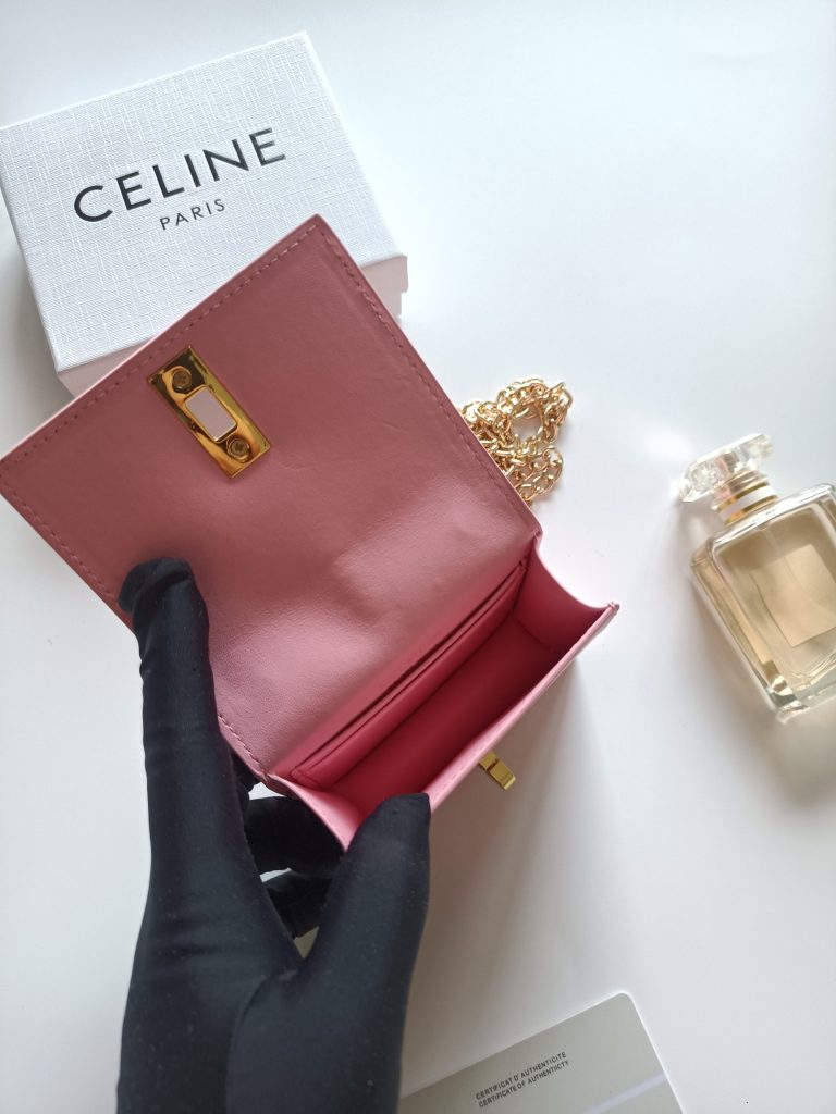 CELINE ピンク ミニウォレット 鍵付きチェーンショルダー ショルダーバッグ 1色入 - 画像 6