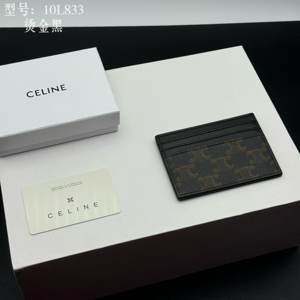 CELINE カードケース 10L833 金黒 メンズ レディース カード入れ シグネチャー デザイン - 画像 2