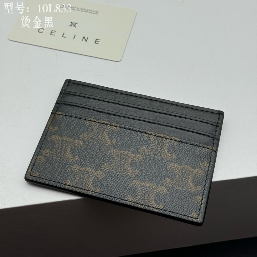 CELINE カードケース 10L833 金黒 メンズ レディース カード入れ シグネチャー デザイン - 画像 4