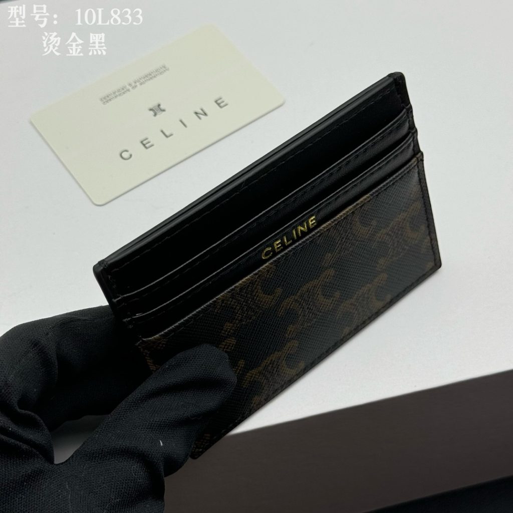 CELINE カードケース 10L833 金黒 メンズ レディース カード入れ シグネチャー デザイン - 画像 5