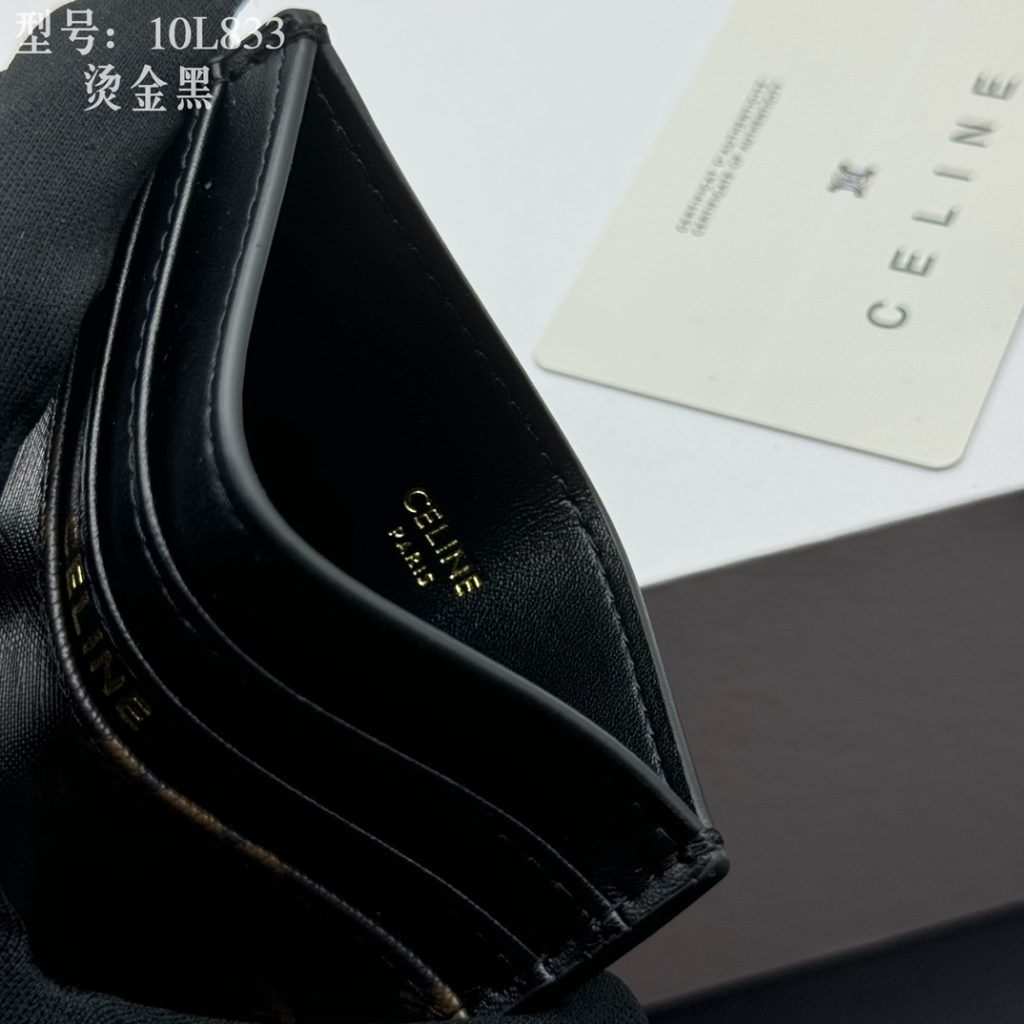 CELINE カードケース 10L833 金黒 メンズ レディース カード入れ シグネチャー デザイン - 画像 6