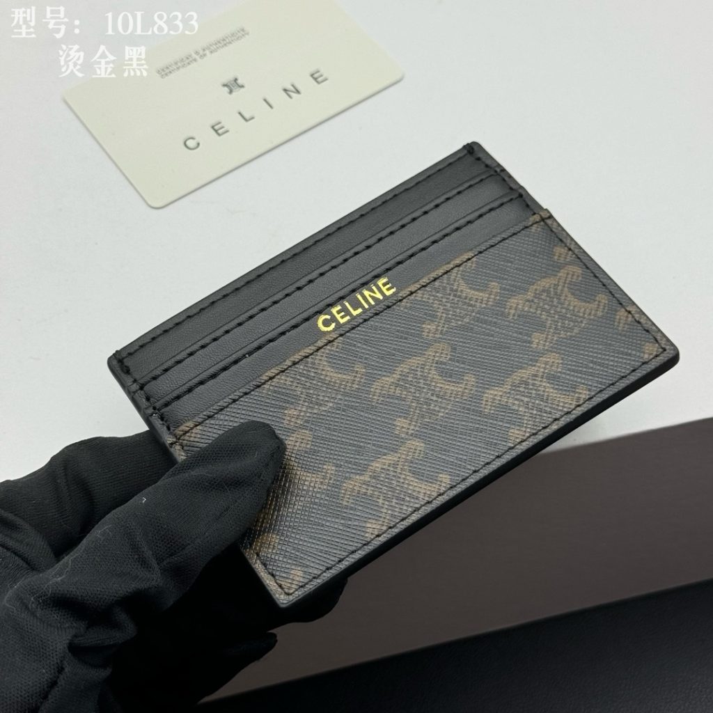 CELINE カードケース 10L833 金黒 メンズ レディース カード入れ シグネチャー デザイン - 画像 7