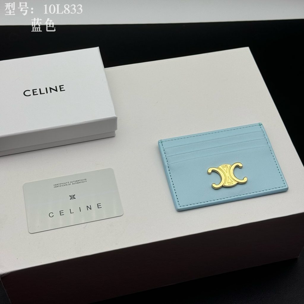 CELINE セリーヌ カードケース 10L833 ブルー 3枚カード収納 - 画像 2