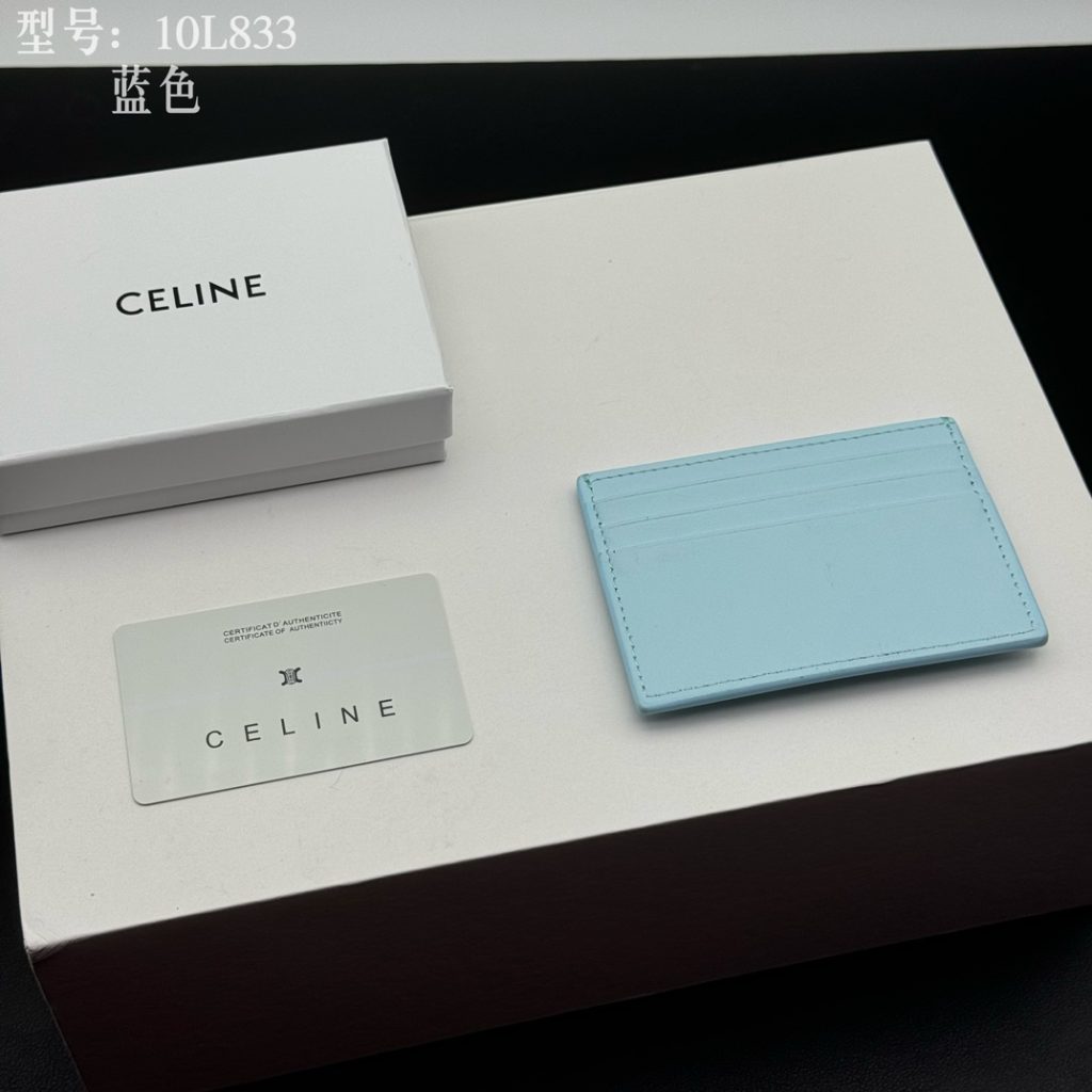 CELINE セリーヌ カードケース 10L833 ブルー 3枚カード収納 - 画像 3