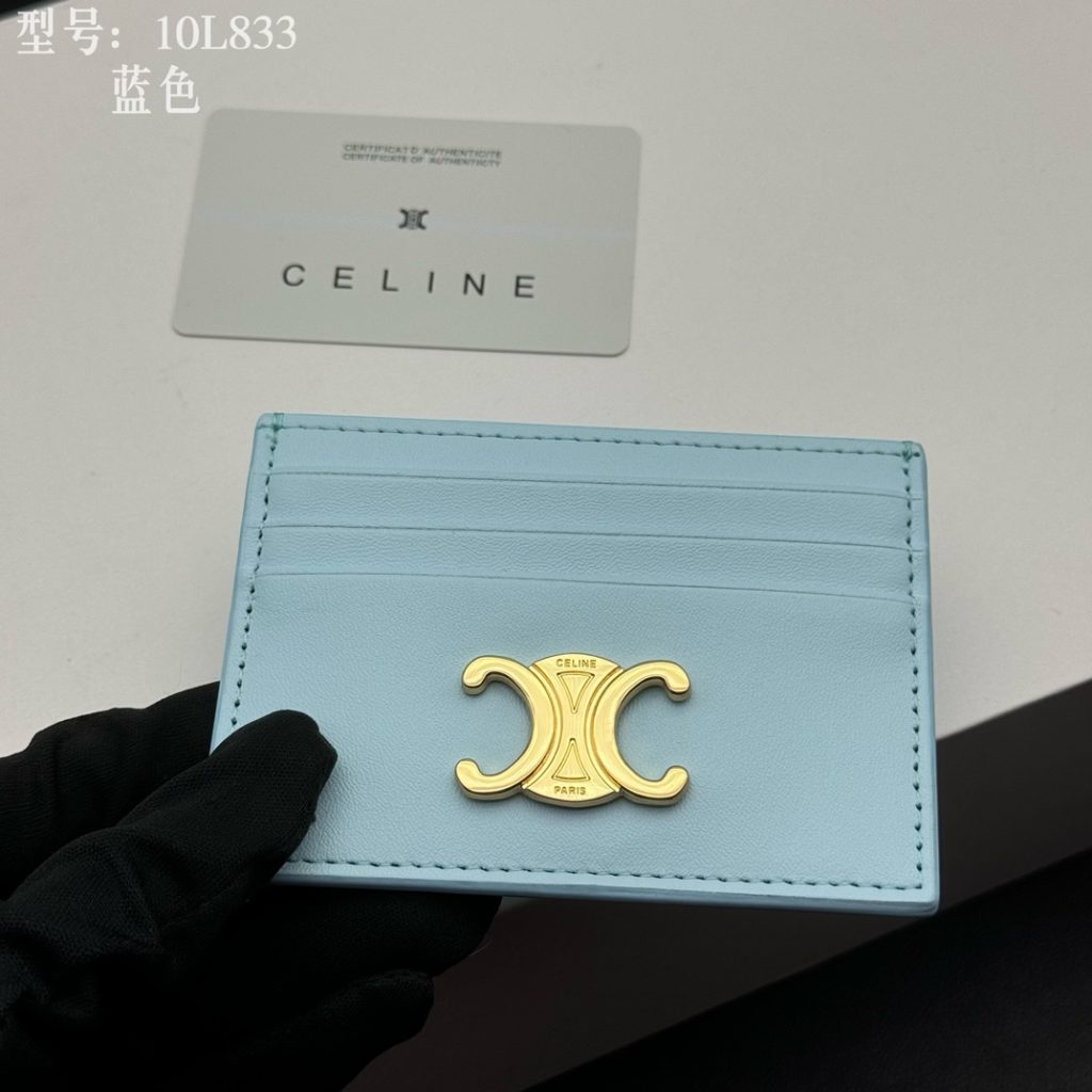 CELINE セリーヌ カードケース 10L833 ブルー 3枚カード収納 - 画像 4