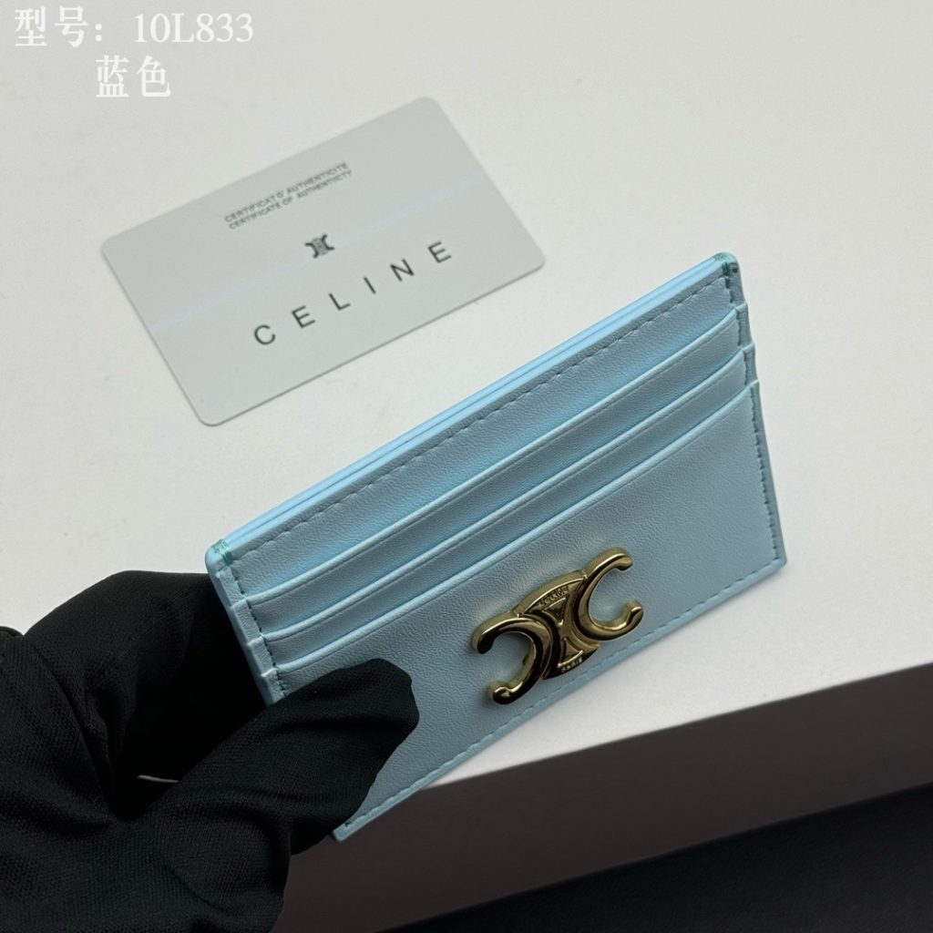CELINE セリーヌ カードケース 10L833 ブルー 3枚カード収納 - 画像 8