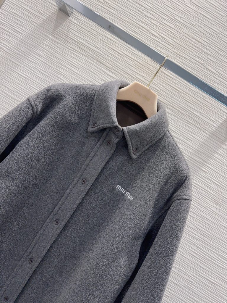 Miu Miu 2025FW シャツジャケット 15%ウール 85%ポリエステル グレー - 画像 2