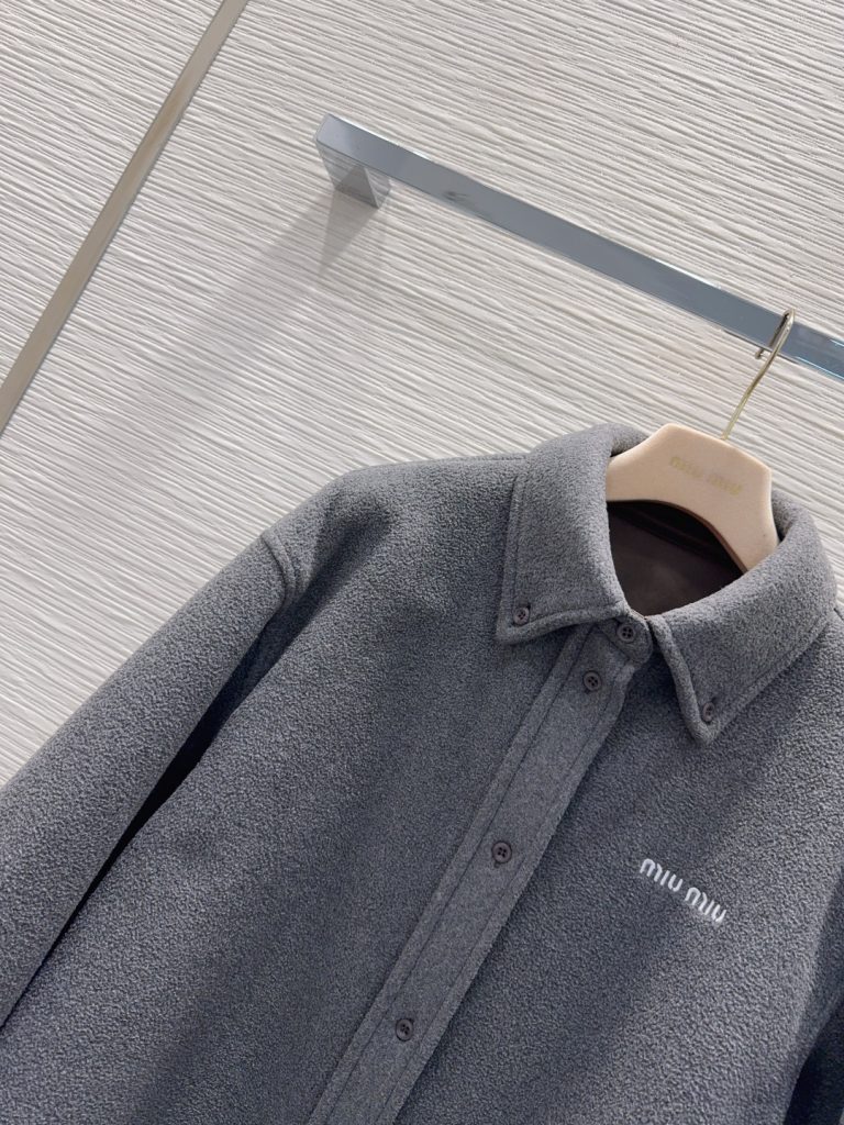 Miu Miu 2025FW シャツジャケット 15%ウール 85%ポリエステル グレー - 画像 3