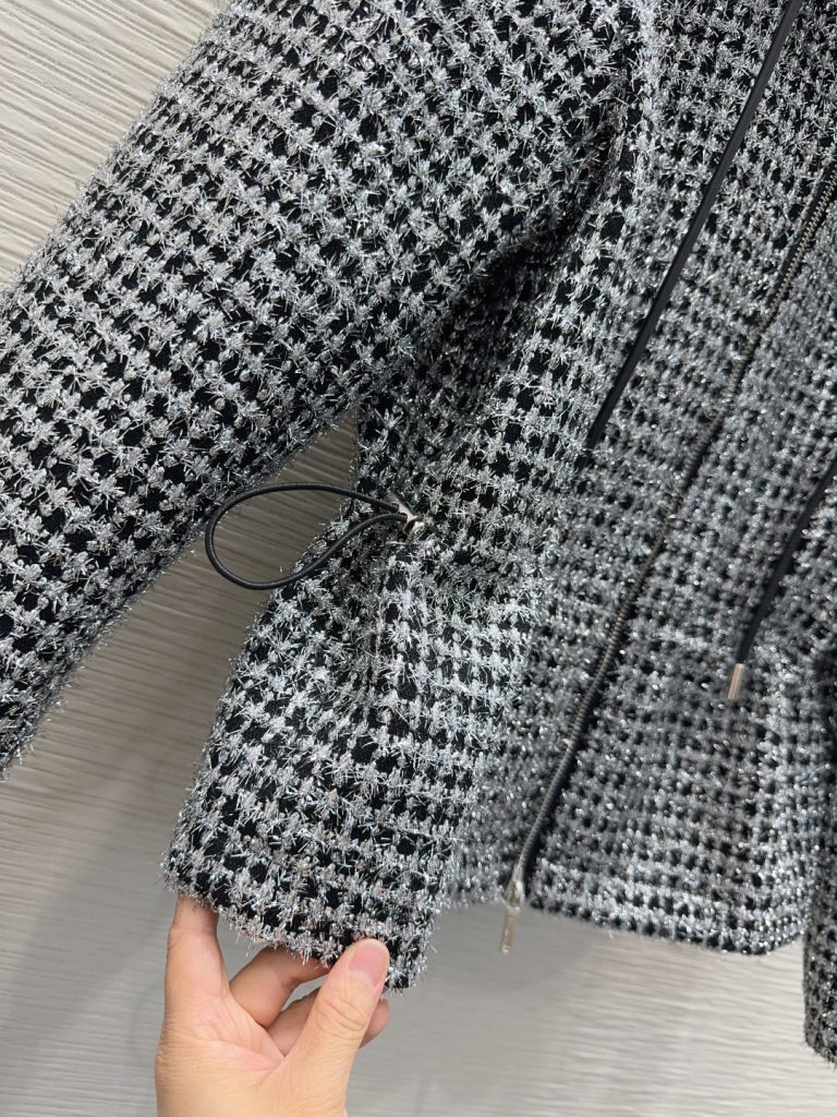 CHANEL チェック柄フード付きジャケット | ブラック/グレー 20% ラインウール 80% ポリエステル - 画像 8