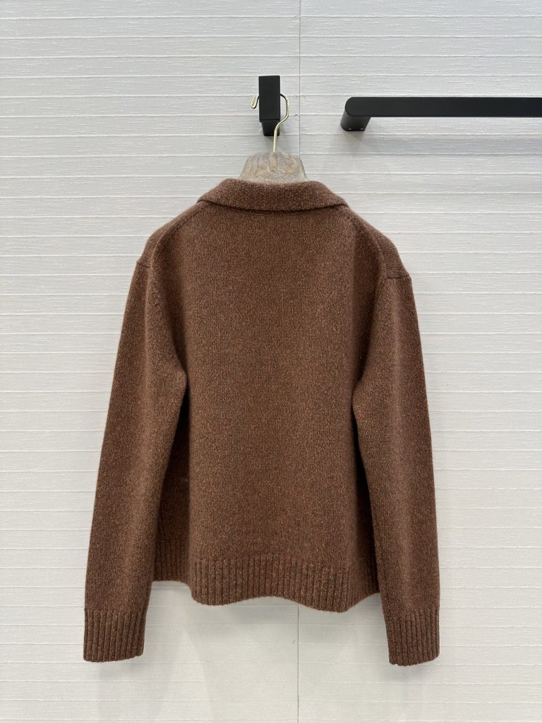 Lp高智感 フリース クルーネック リブ編み ブラウン 100%カシミア 36サイズ - 画像 8