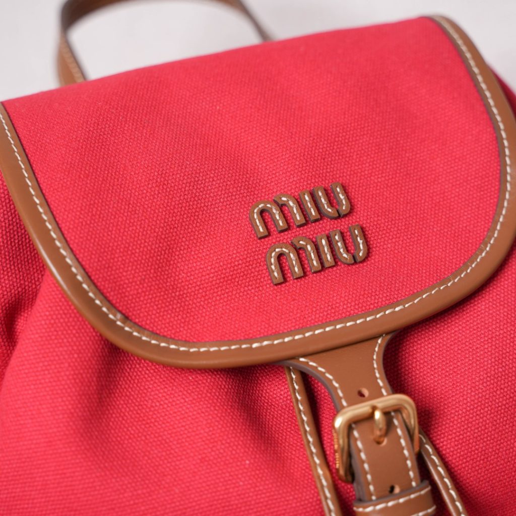 Miu Miu リュックサック | 軽量|赤|キャンバス・レザー - 画像 7