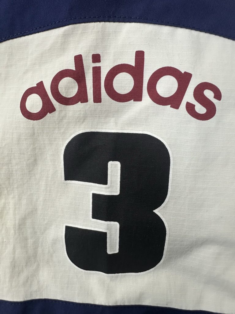 adidas ナイロンジャケット 2WAY チームロゴ 3ストライプス ホワイト ネイビー - 画像 7