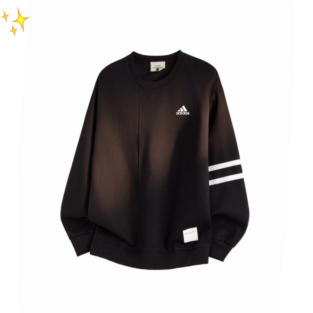 adidas スウェットシャツ ブロックデザイン 3ストライプス 通勤カジュアル 全4色展開 コットン混 - 画像 6