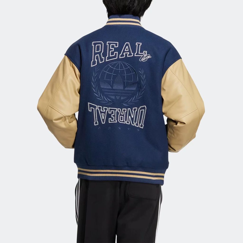 ADIDAS ブルゾン レディース メンズ 2WAY 2025新作 チェーン付き ネイビー/ブラック/グリーン/ホワイト レザー×キャンバス - 画像 4