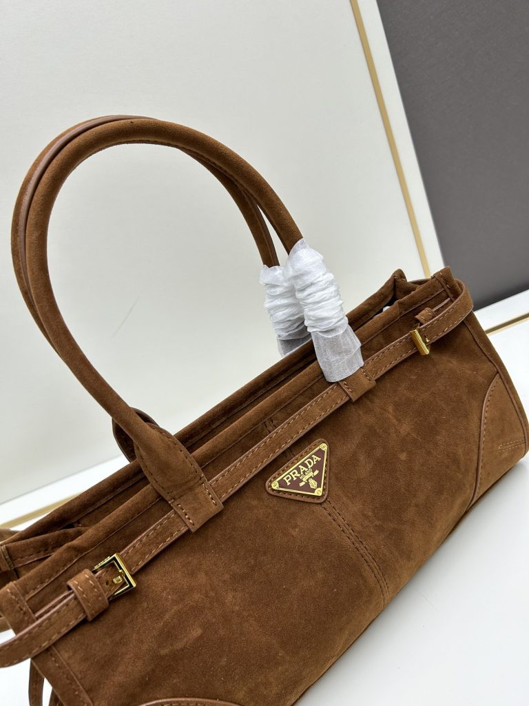 PRADA　プラダ　ミディアム　スエード　ハンドバッグ　レディース　肩掛けバッグ　トートバッグ　ショルダーバッグ　ブラウン - 画像 3