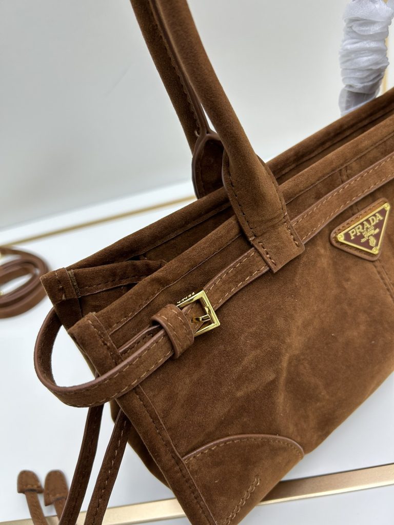 PRADA　プラダ　ミディアム　スエード　ハンドバッグ　レディース　肩掛けバッグ　トートバッグ　ショルダーバッグ　ブラウン - 画像 4