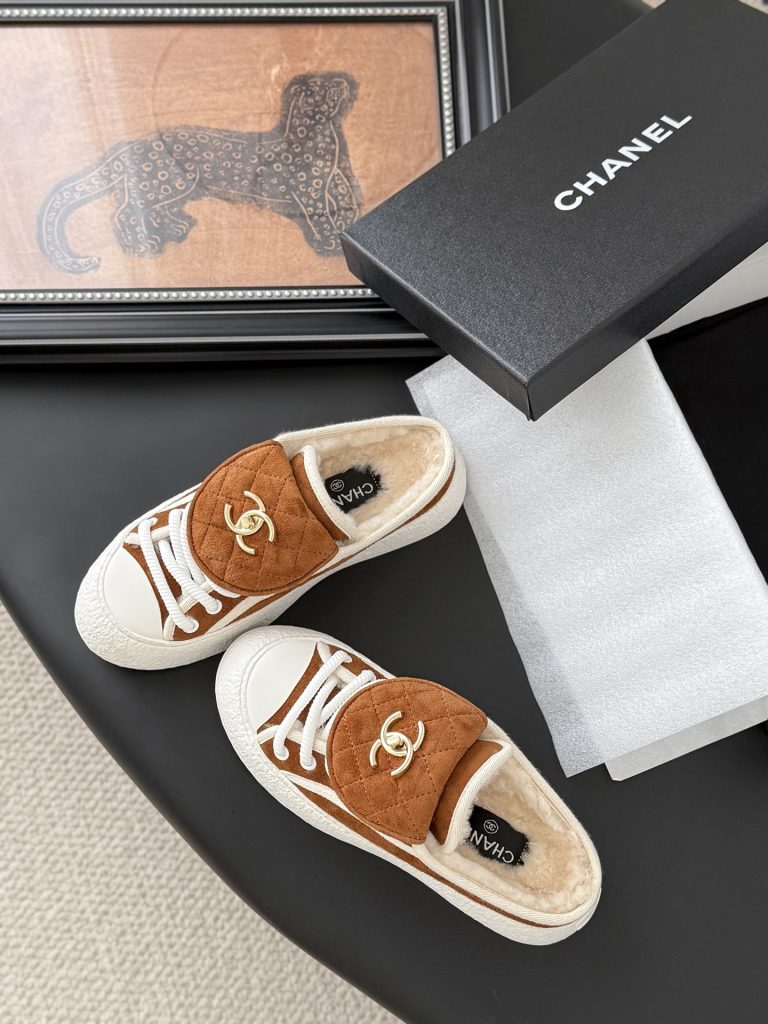 CHANEL シューズ レディース メンズ 兼用 フラットシューズ シューズ ベージュ 通勤 通学 保温 2WAY シンプル あたたかい 靴 かわいい おしゃれ ブランド 本革 細かい加工 送料無料 - 画像 6