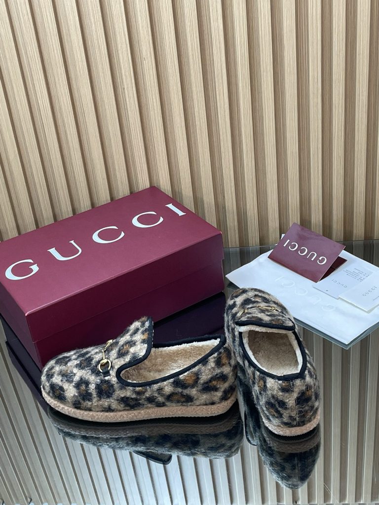 GUCCI グッチ ローファー レオパード柄 本革 フラットシューズ ブラック 全1色 - 画像 7