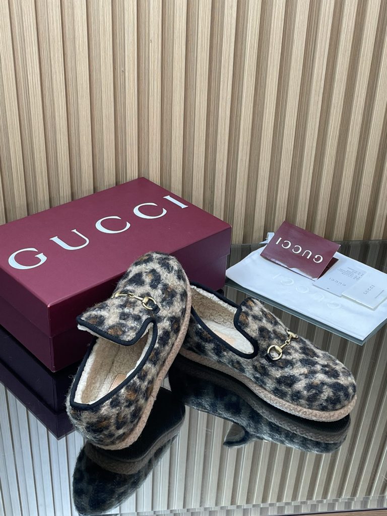 GUCCI グッチ ローファー レオパード柄 本革 フラットシューズ ブラック 全1色 - 画像 8