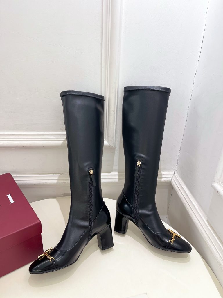 GUCCI グッチ レディース レインブーツ 本革 ロングブーツ ブラック - 画像 2