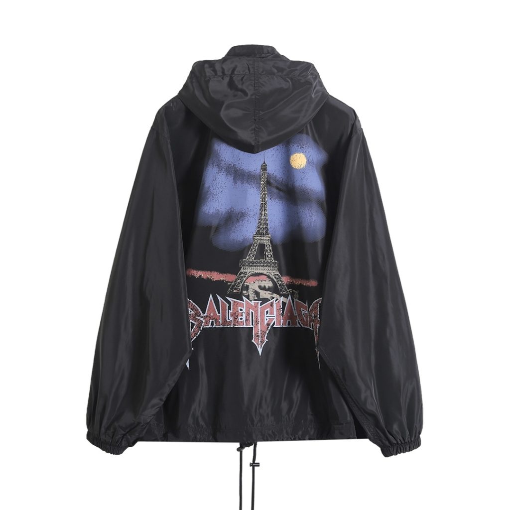 BALENCIAGA バレンシアガ フーディー付きライトウェイトジャケット ブラック - 画像 2