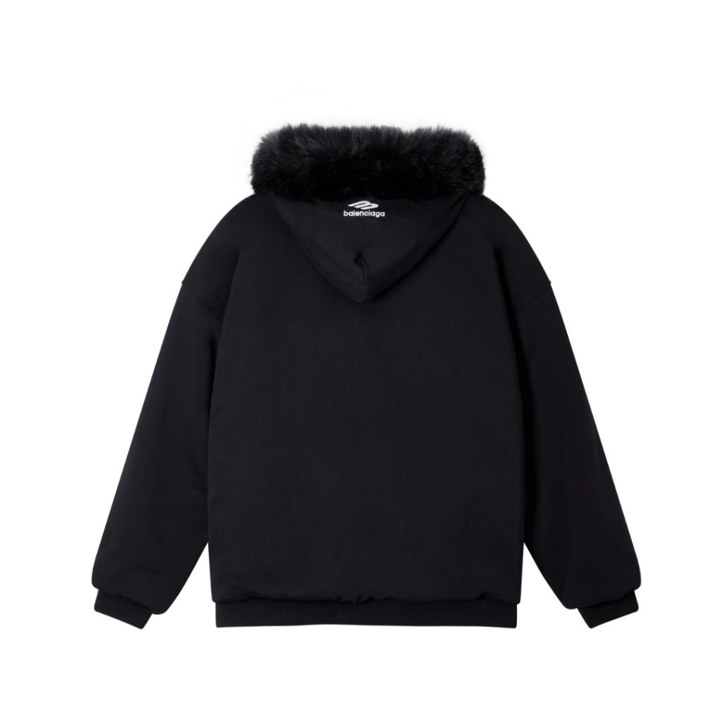 BALENCIAGA バレンシアガ フード付きスウェット オーバーサイズ 本革 ブラック - 画像 2