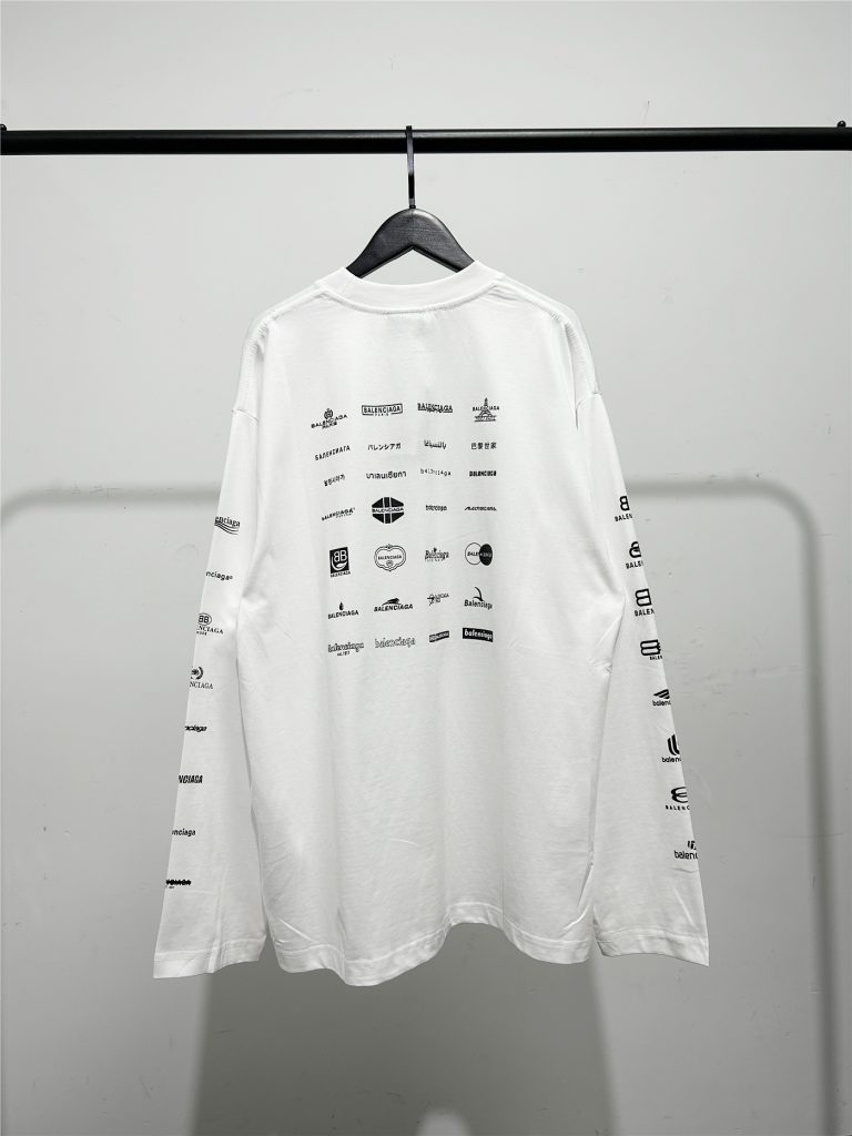 BALENCIAGA バレンシアガ ロングスリーブTシャツ ロゴプリント ブラック ホワイト 全2色 - 画像 2