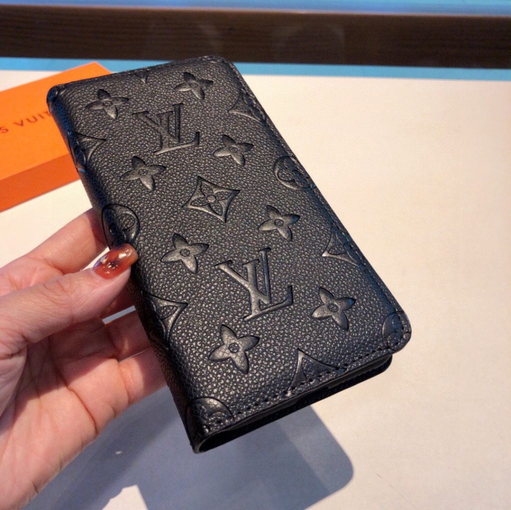 ルイヴィトン　Louis Vuitton　手帳型ケース　スマホケース　モノグラム　スマホカバー　ブラック/オレンジ - 画像 3