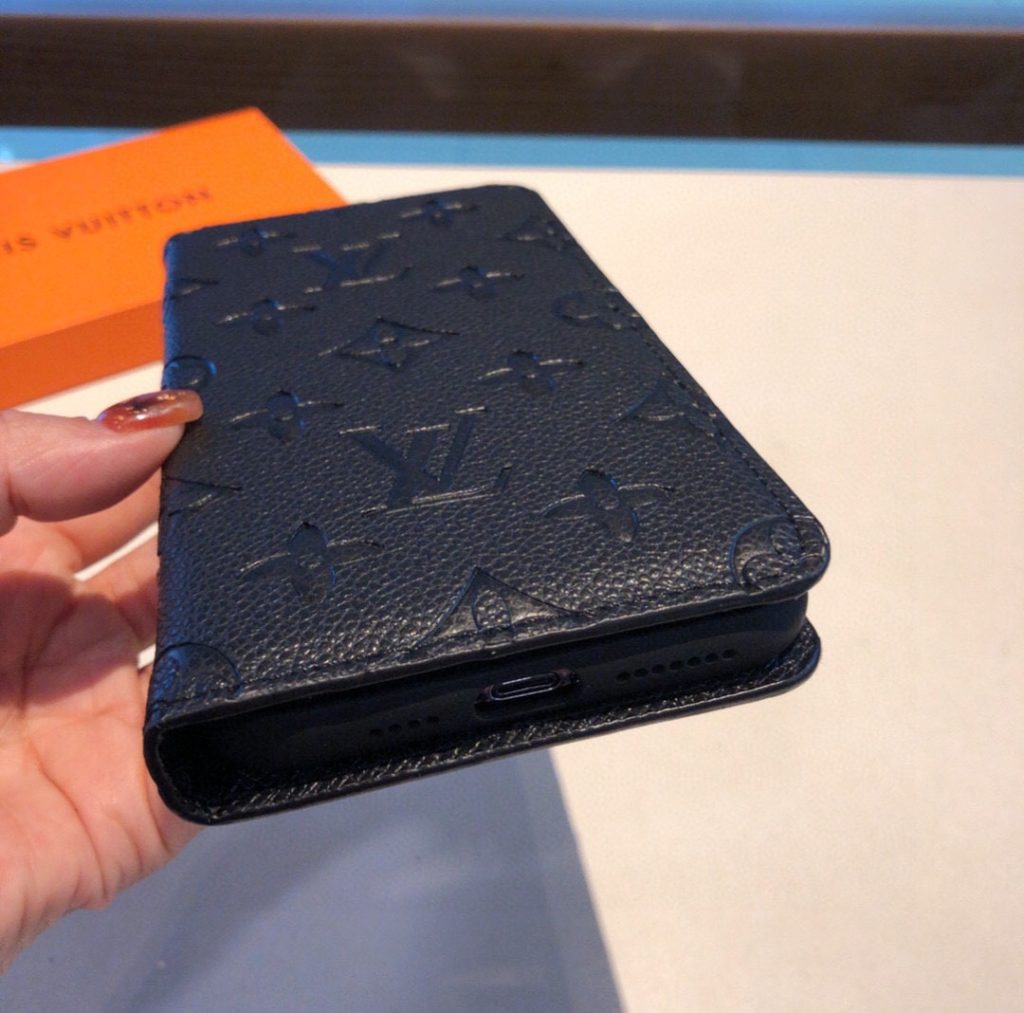 ルイヴィトン　Louis Vuitton　手帳型ケース　スマホケース　モノグラム　スマホカバー　ブラック/オレンジ - 画像 5