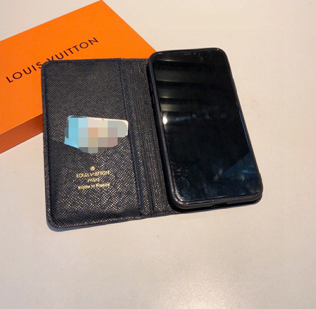 ルイヴィトン　Louis Vuitton　手帳型ケース　スマホケース　モノグラム　スマホカバー　ブラック/オレンジ - 画像 8