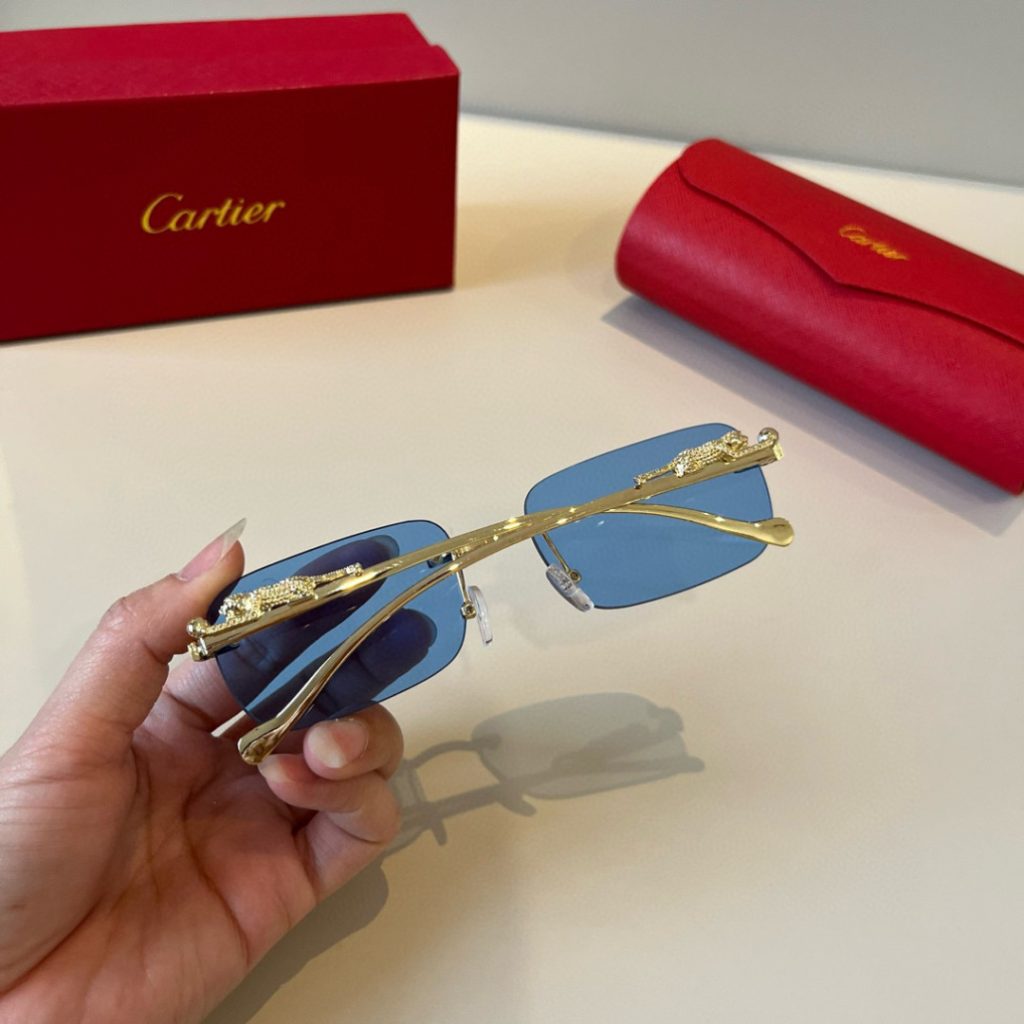 CARTIE カルティエ サングラス メタルフレーム 無縁 超軽量 ブルーレンズ 全4色展開 - 画像 5