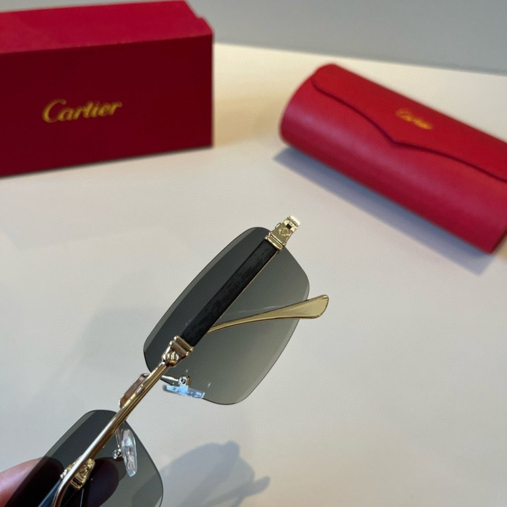 CARTIE カルティエ サングラス メタルフレーム 无框 軽量 通勤 メンズ レッド ケース付き - 画像 5