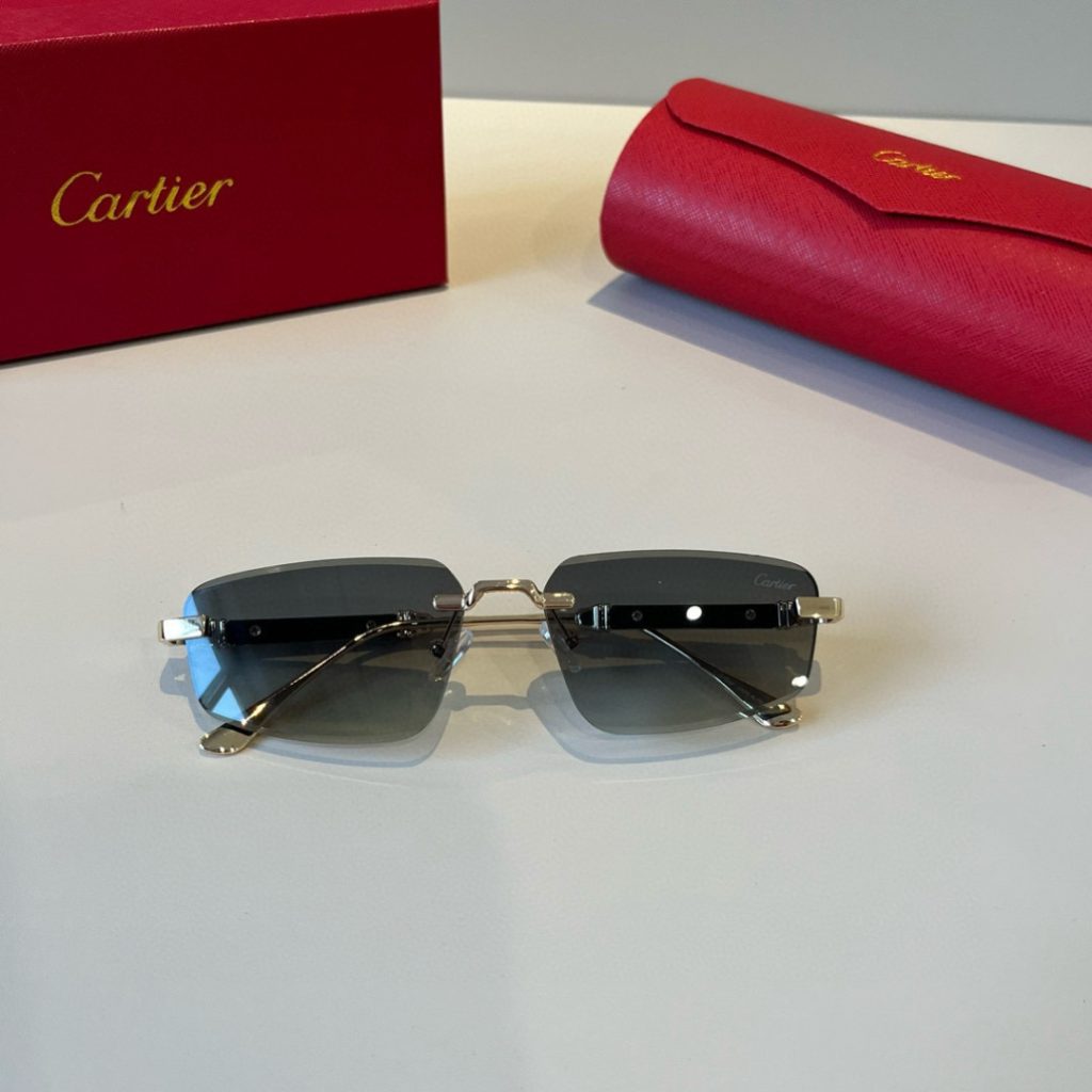 CARTIE カルティエ サングラス メタルフレーム 无框 軽量 通勤 メンズ レッド ケース付き - 画像 8