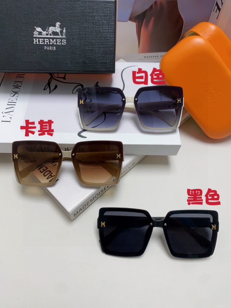 HERMES ヘルメス サングラス フラットシェイプ 偏光 レディース メンズ 男女兼用 ブラック ホワイト カーキ 多色展開 - 画像 3
