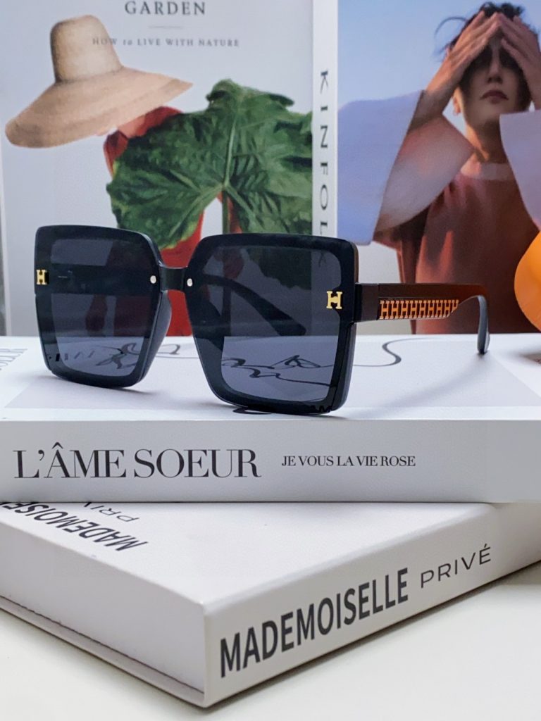 HERMES ヘルメス サングラス フラットシェイプ 偏光 レディース メンズ 男女兼用 ブラック ホワイト カーキ 多色展開 - 画像 4