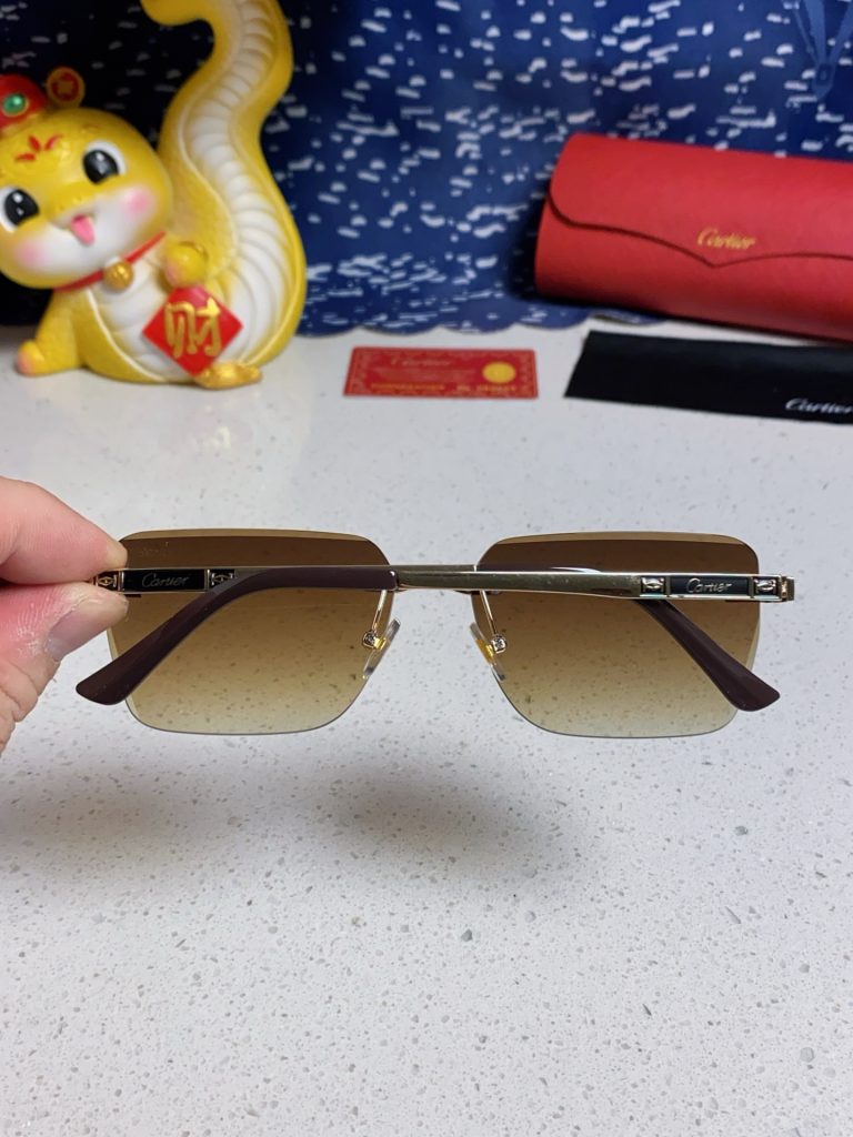 Cartier カルティエ サングラス フレームレス オーバル メンズ レディース 男女兼用 ブラック ブラウン レッド グリーン パープル ブルーレイ 全6色展開 - 画像 8