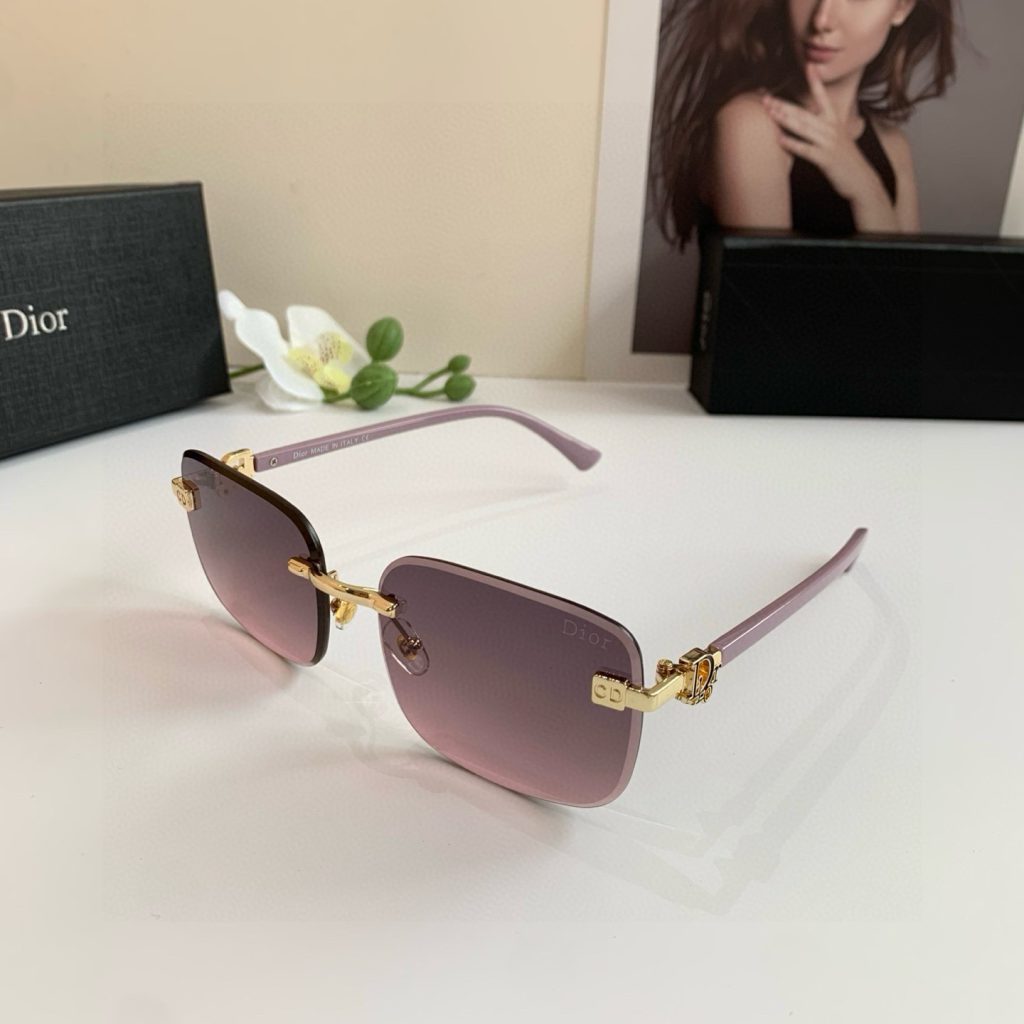 Dior ディオール フレームレスサングラス 男女兼用 偏光 フラットサングラス ピンク ブラック 全2色 - 画像 3