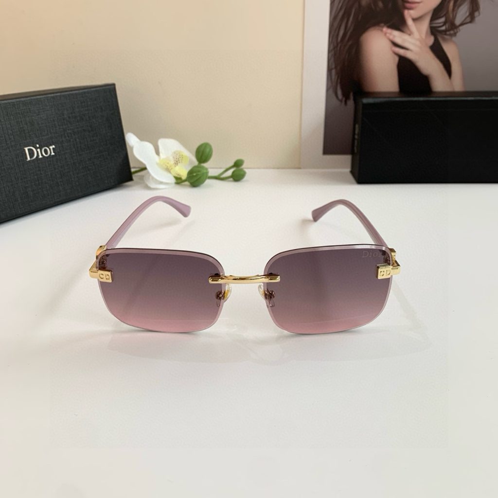 Dior ディオール フレームレスサングラス 男女兼用 偏光 フラットサングラス ピンク ブラック 全2色 - 画像 4