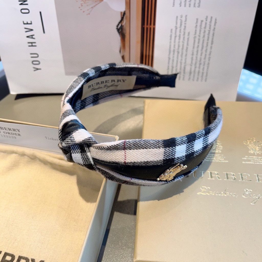 BURBERRY バーバリー ヘアバンド ブラック チェック シルク ミニバーバリー ロゴ 35〜60全角文字 - 画像 5