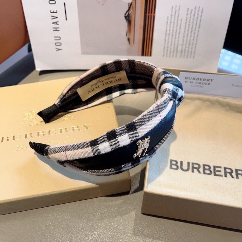 BURBERRY バーバリー ヘアバンド ブラック チェック シルク ミニバーバリー ロゴ 35〜60全角文字 - 画像 8