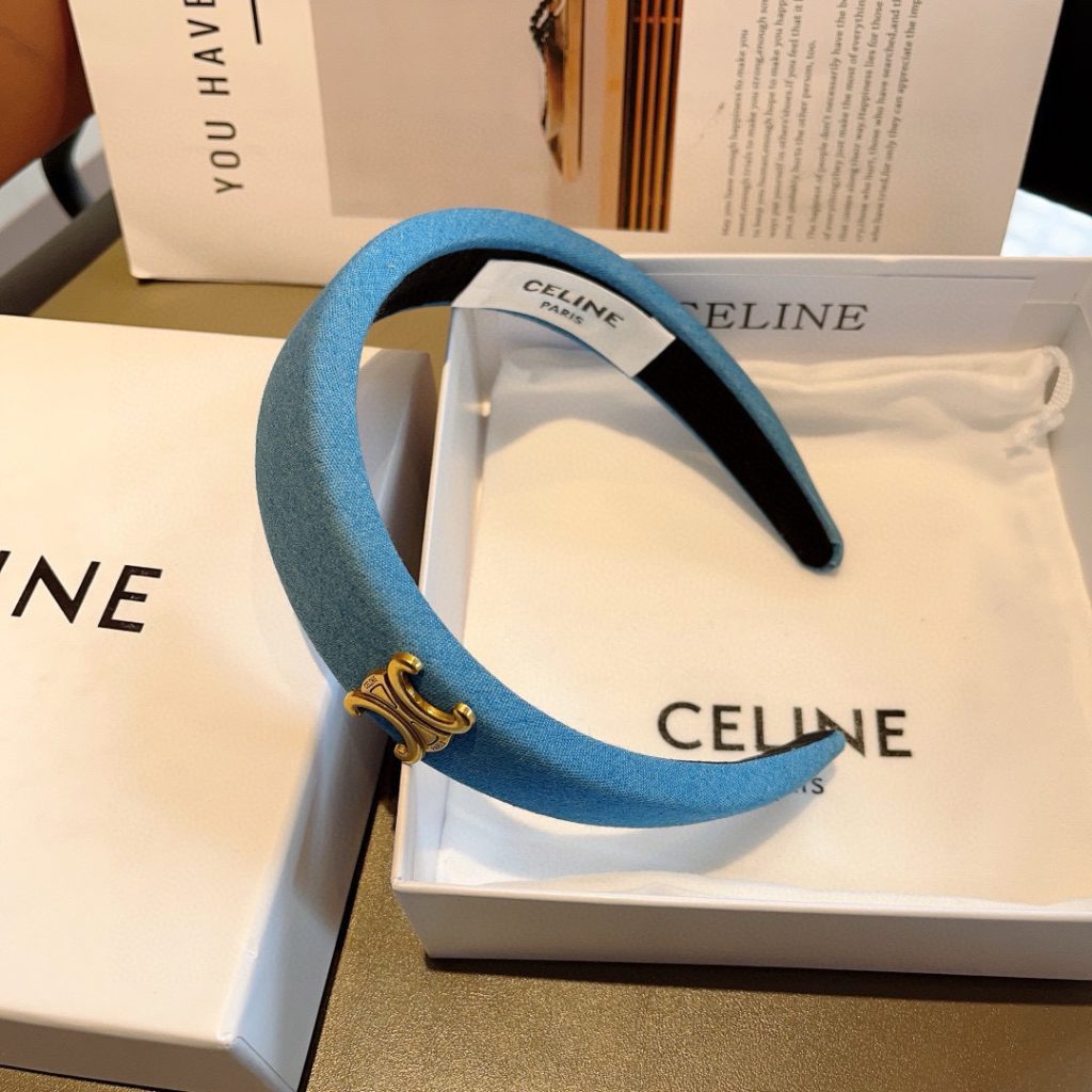 CELINE シェルネ ヘアバンド 本革 通勤 通学 ブルー - 画像 5