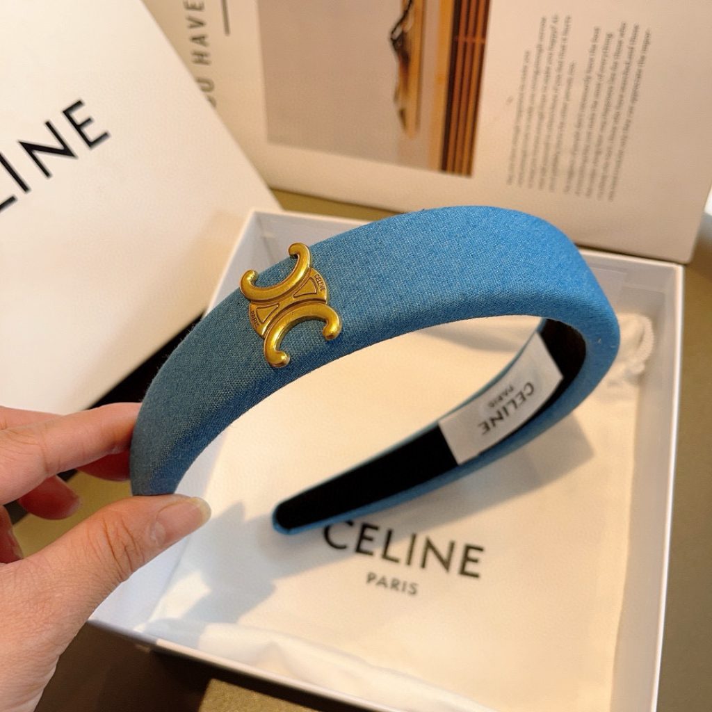 CELINE シェルネ ヘアバンド 本革 通勤 通学 ブルー - 画像 6