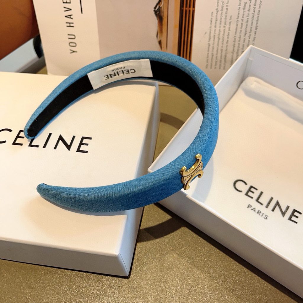 CELINE シェルネ ヘアバンド 本革 通勤 通学 ブルー - 画像 7