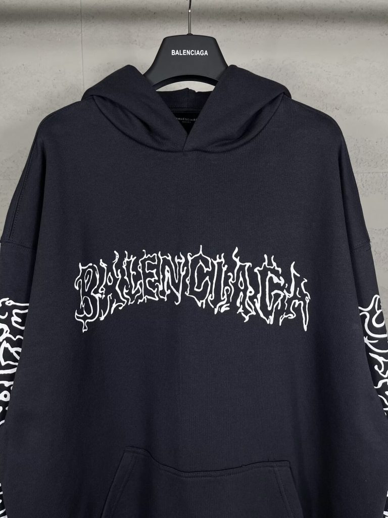 BALENCIAGA バレンシアガ ハローファン ロゴプリント フラットカット ロゴ オーバーサイズ リブ カジュアル パーカー - 画像 3