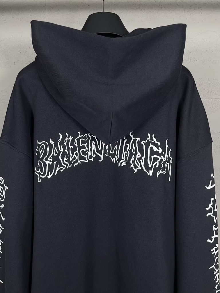 BALENCIAGA バレンシアガ ハローファン ロゴプリント フラットカット ロゴ オーバーサイズ リブ カジュアル パーカー - 画像 6