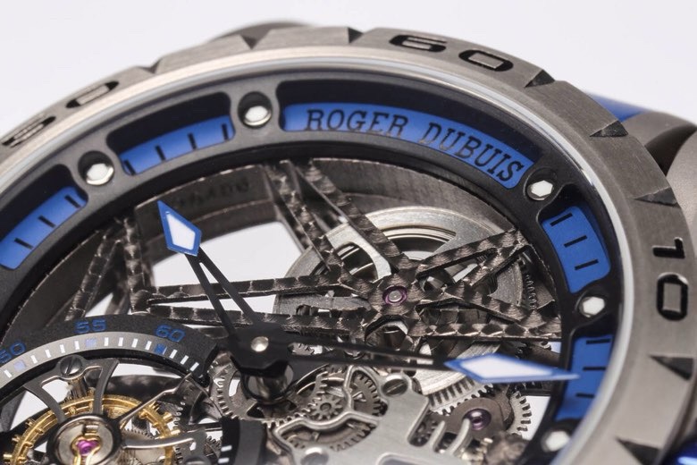 ROGER DUBUIS ロジェデュビュー 腕時計 メンズ トゥールビヨン 本革 45mm ブルー - 画像 6