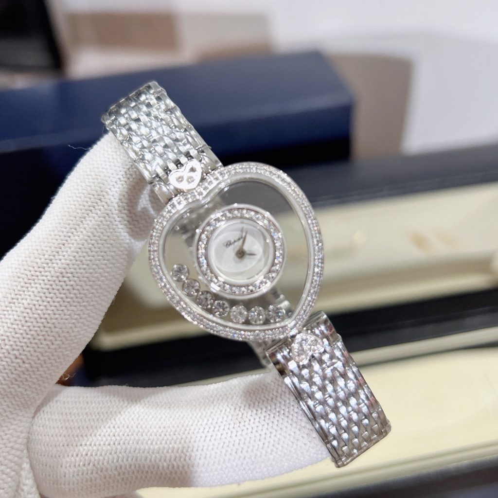 CHOPARD ショパール ハッピーダイヤモンド 腕時計 レディース ハート型 ルビー シリコン ベルト ホワイト ブラック - 画像 6