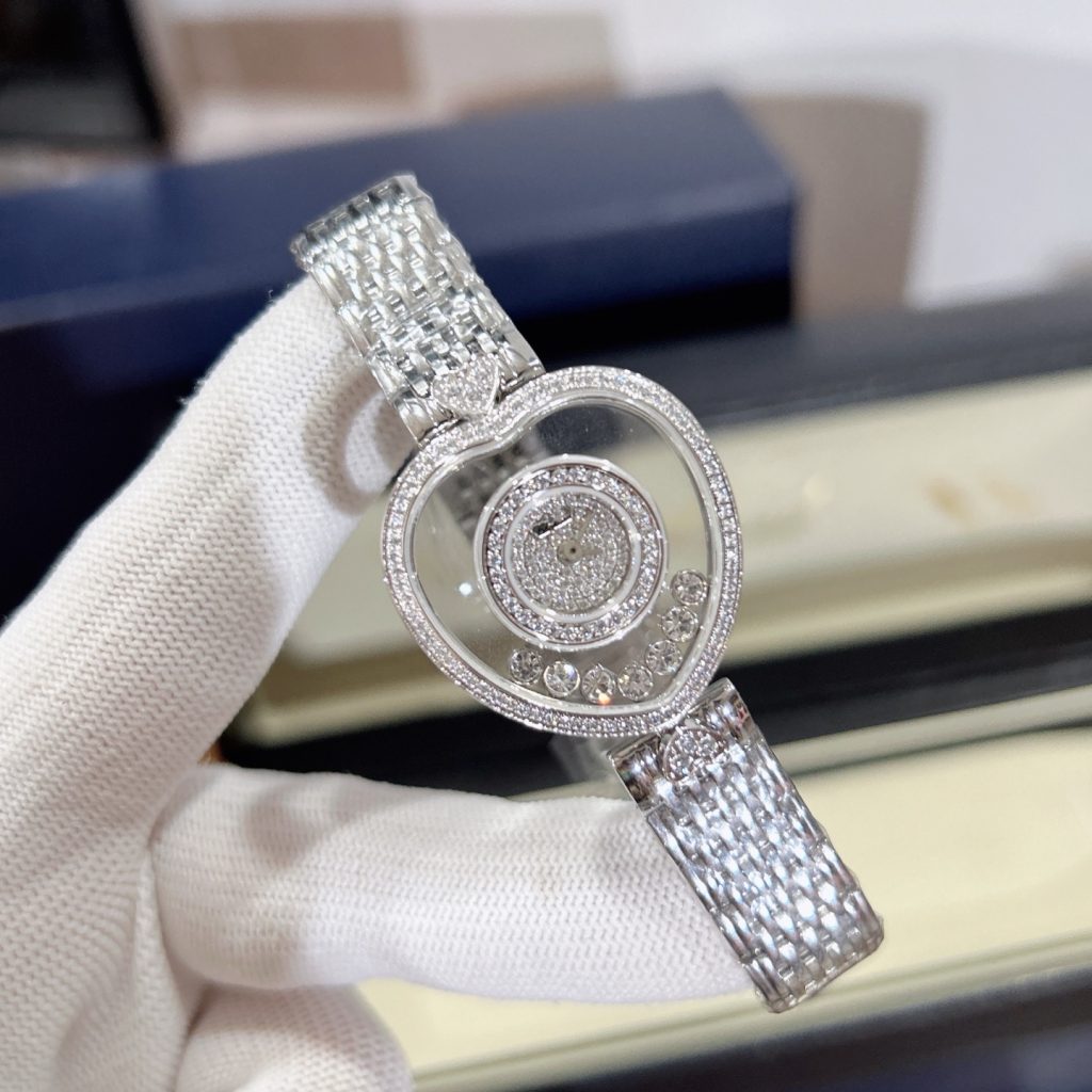 CHOPARD ショパール ハッピーダイヤモンド 腕時計 レディース ハート型 ルビー シリコン ベルト ホワイト ブラック - 画像 7