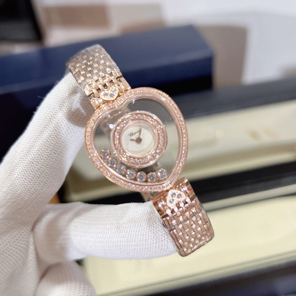 CHOPARD ショパール ハッピーダイヤモンド 腕時計 レディース ハート型 ルビー シリコン ベルト ホワイト ブラック - 画像 8
