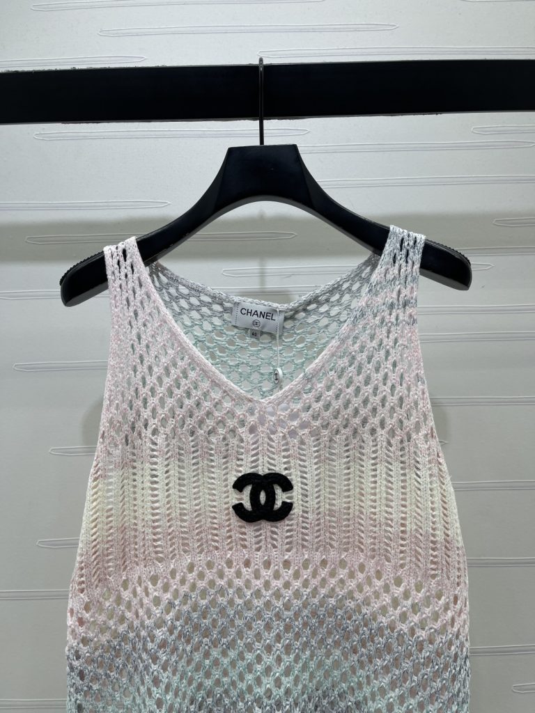 CHANEL シャネル ニット レディース グレーピンク ブラック ヴィンテージ風 レイヤード - 画像 4